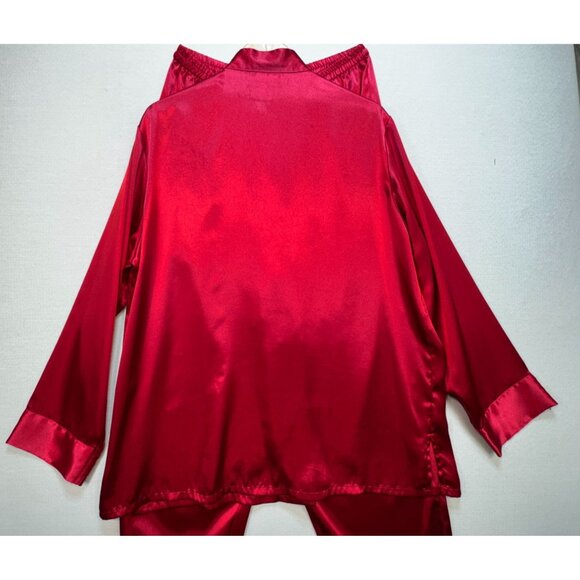 Vintage Inner Most Womens Satin Button Up Pants Pajama Set Size L Red Sleepwear - Picture 9 of 14